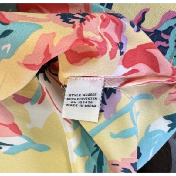 Caffe Marrakech Womens 3X Floral Smocked Peasant Top Yellow Multi-Color V-Neck - Picture 9 of 9